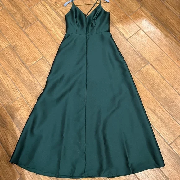Alfred Sung Prom Formal Dress Criss Cross Back Strap Hunter Green size 8 10 EUC - Picture 1 of 7